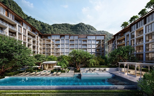 Exterior of The Residences at InterContinental Phuket Resort, nestled between Kamala Beach and Phuket’s forested hillsides