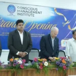 L-R: S Ganesan, CMI; S S Sreejith, Founder & MD, CMI; Garry Jacobs, President, World Academy of Art & Science; N Ashokan, Mother’s Service Society; Shweta Rangan, CMI