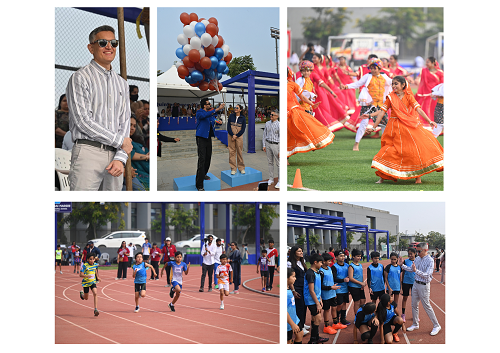 Trustee Mr. Sujay Jairaj, Trustee Ms. Minal Thacker , Mr. Maniesh Paul & Ms.Isha Koppikar at the opening of Quintessence 4.0 at Jamnabai Narsee School, Gift City