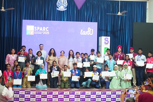 Winners of the SPARC 2026 national-level competition along with Chief Guest Kumari Shibulal at the grand finale held in Bengaluru on February 1st