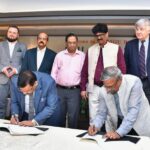 JK Srivastava, Founder & Chairman, JK Srivastava Hynfra P.S.A. Ltd and Dr R Premkumar, Registrar, SRM University-AP Signing the MoU