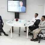 Dr Samir V Kamat, DRDO Chairman with Dr P Sathyanarayanan and Prof. D Narayana Rao from SRM University-AP