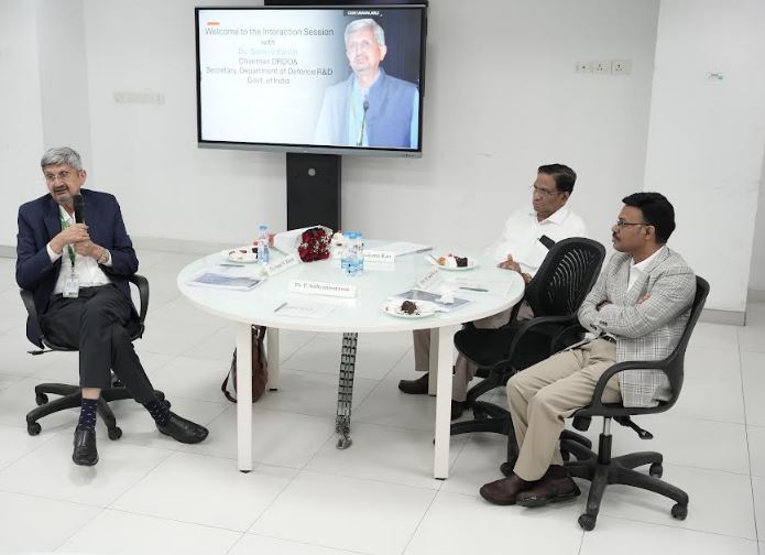 Dr Samir V Kamat, DRDO Chairman with Dr P Sathyanarayanan and Prof. D Narayana Rao from SRM University-AP