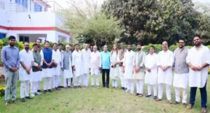 Nishant Kumar in a meeting with JD(U) leaders in Patna on March 7