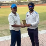 Shasheem Rathore of PESU receives man of the match award