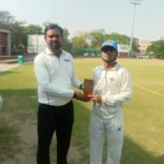 Yashasvi Shukla of BSEB receives player of the match award