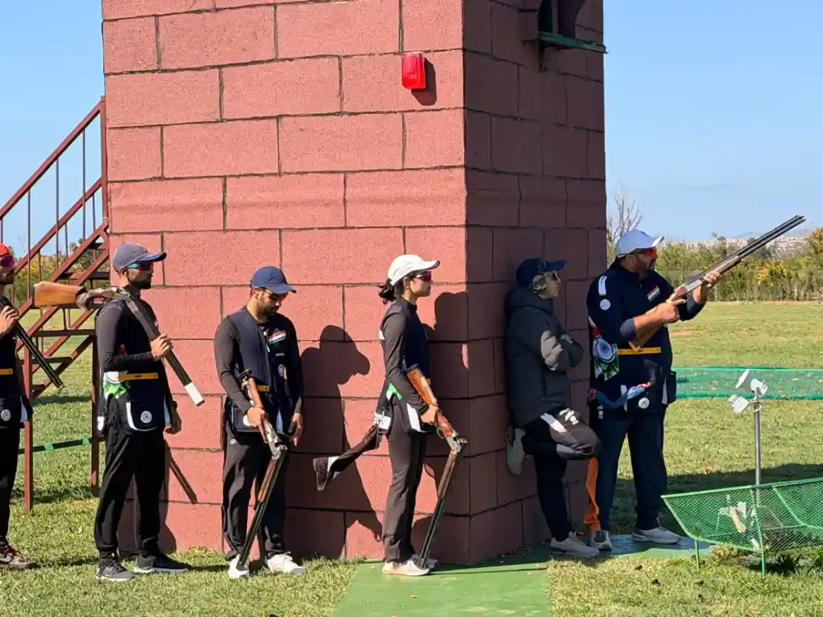 Indian skeet squad during training in Morocco