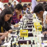 Players concentrating on their moves in the Bihar Open FIDE Rating Chess Championship in Patna