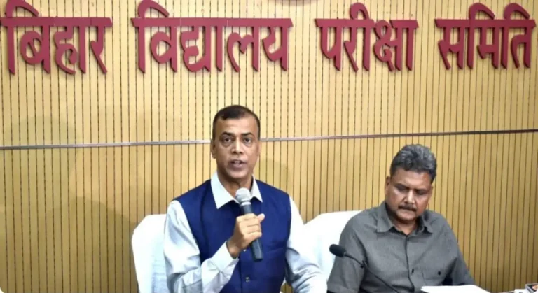 Bihar Education Minister Sunil Kumar and Bihar Board Chairman Anand Kishor