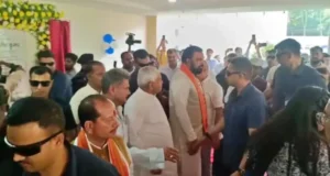 Bihar Chief Minister Nitish Kumar and Deputy Chief Minister Samrat Choudhary at Patna University.