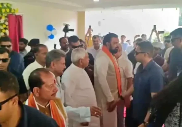 Bihar Chief Minister Nitish Kumar and Deputy Chief Minister Samrat Choudhary at Patna University.