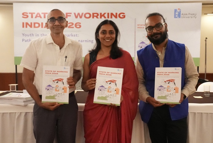 L-R: Amit Basole, Rosa Abraham & Tamoghna Halder from Azim Premji University