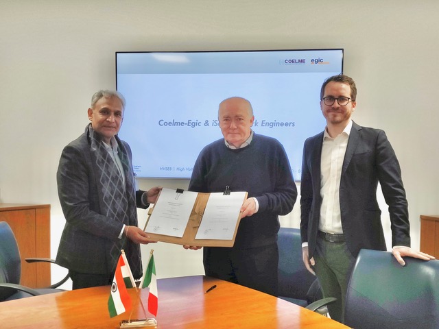 Mr Sudhanshoo Agarwal; CEO iSAT with Mr Francesco Basso; Chairman Coelme S.p.A & Mr. Nicolo Basso ; Director iSAT