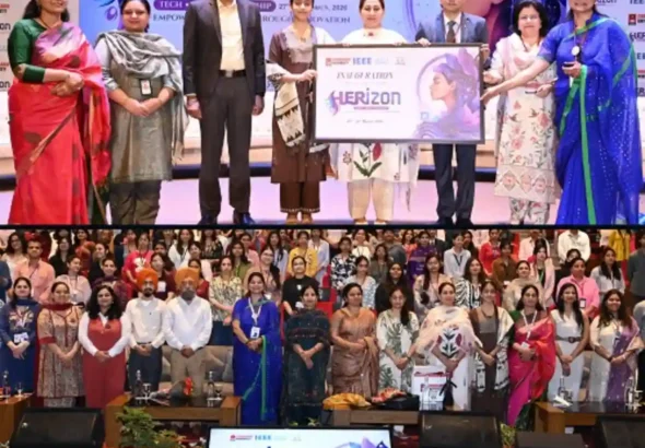 Chandigarh University Officials along with guests during the launch of ‘Women Only Fest’ HERizon 1.0 at Chandigarh University