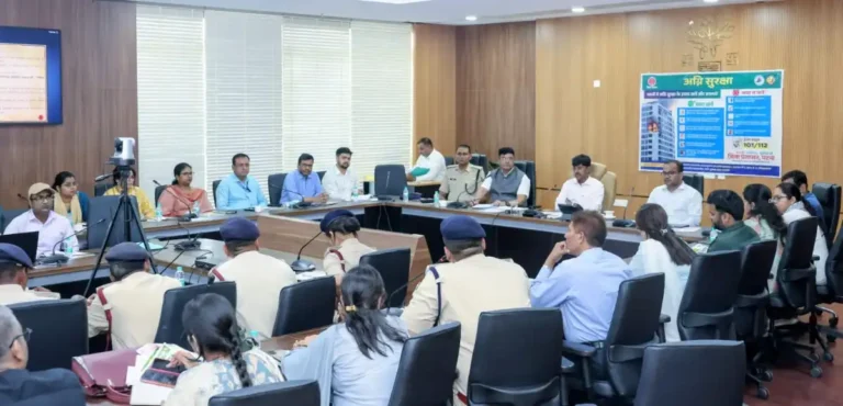 Patna District Magistrate Dr Tyagarajan S.M. holds a meeting on fire safety on April 6, 2026.