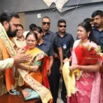 Supporters greet Bihar Chief Minister Samrat Choudhary in Patna on April 16, 2026.