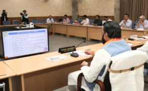 Bihar Chief Minister Samrat Choudhary on Saturday chaired a high-level review meeting at ‘Samvad’ in the Chief Minister’s Secretariat.
