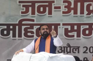 Bihar Chief Minister addressing Jan Aakrosh Mahila Sammelan in Patna.