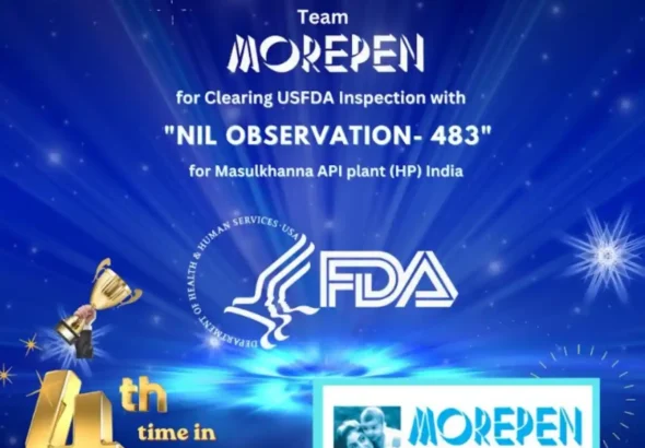 Morepen Successfully Clears Fourth Consecutive USFDA Inspection for its Masulkhana Facility with NIL 483 Observation