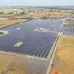 An aerial view of Punjab’s largest solar project in Fazilka, the 40MW/60MWp plant by Solidus powers industries with clean energy, driving decarbonisation and sustainable growth