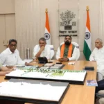Bihar Chief Minister Samrat Choudhary reviews Vishnupad Temple corridor project in Patna.