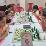 Players concentrating on their moves in Bihar U-7 Chess Championship in Patna.