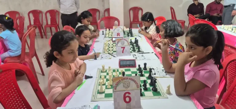 Players concentrating on their moves in Bihar U-7 Chess Championship in Patna.