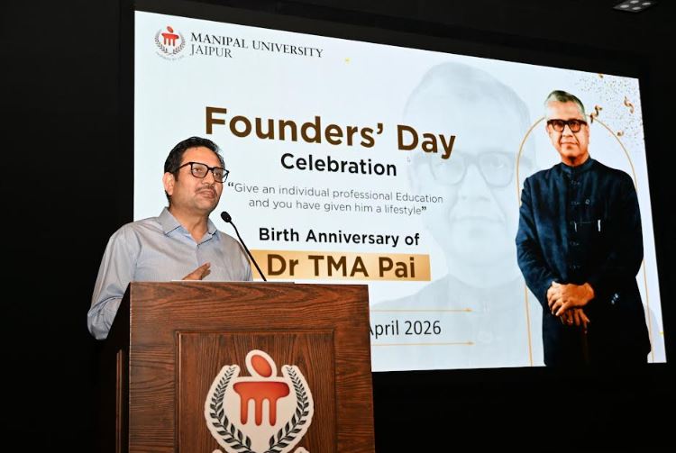 Dr. Niti Nipun Sharma, President Manipal University Jaipur addressing the gathering on the Founder's Day celebration