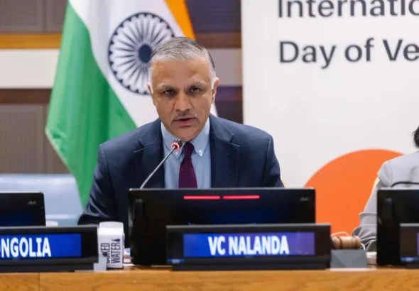 Professor Sachin Chaturvedi, Vice Chancellor of Nalanda University, delivered the Keynote Address at the International Vesak Day commemorations held at the United Nations Headquarters.