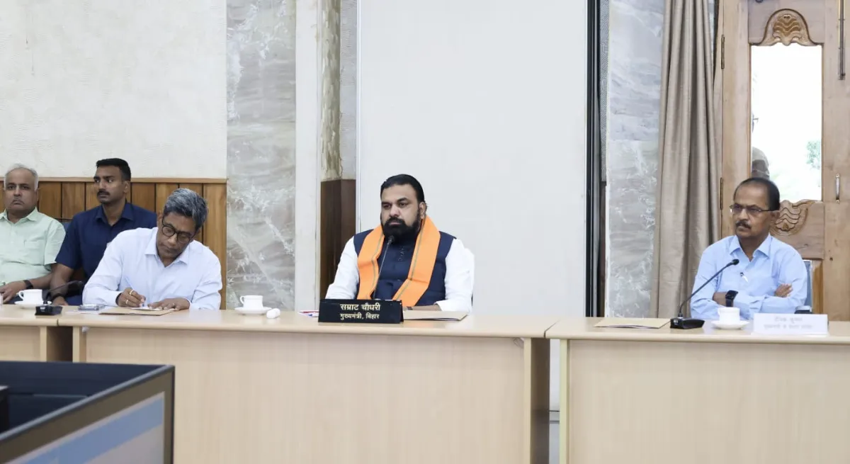 Bihar Chief Minister Samrat Choudhary held a review meeting at CM Secretariat in Patna on May 2, 2026.