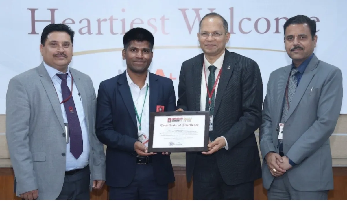 Chandigarh University Vice Chancellor & other Officials felicitating Sarvesh Gupta for topping IIT JAM 2026 (Physics) Exam with All India Rank 1