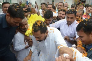 Nishant Kumar before undertaking his Sadbhav Yatra. 