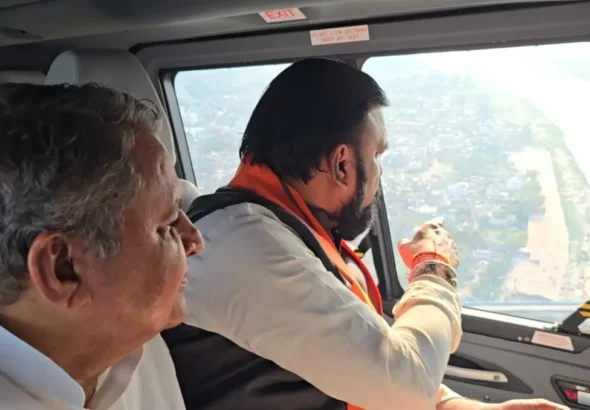 Bihar Chief Minister (CM) Samrat Choudhary on Tuesday conducted aerial survey of Vikramshila Setu over river Ganga