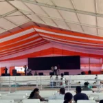 Preparations Under Way for Bihar Cabinet Expansion function at Gandhi Maidan in Patna.