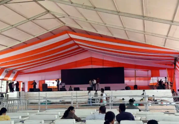 Preparations Under Way for Bihar Cabinet Expansion function at Gandhi Maidan in Patna.