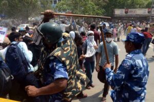 Patna Police personnel resorted to lathi charge to quell teacher aspirants of Bihar Public Service Commission (BPSC) Teacher Recruitment Exam (TRE) 4.0 in Patna, Friday, May. 08, 2026