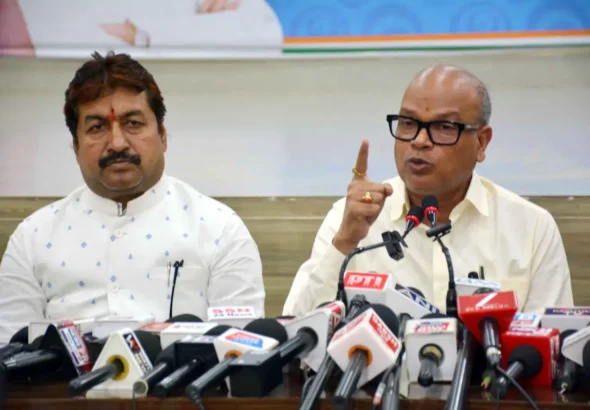 Bihar Pradesh Congress Committee President Rajesh Ram, addressing a press conference in Patna on May 9, 2026.