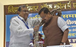 BJP national president Nitin Nabin is being felicitated in Patna on May 10, 2026.