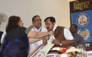 BJP national president Nitin Nabin is being felicitated in Patna on May 10, 2026. 