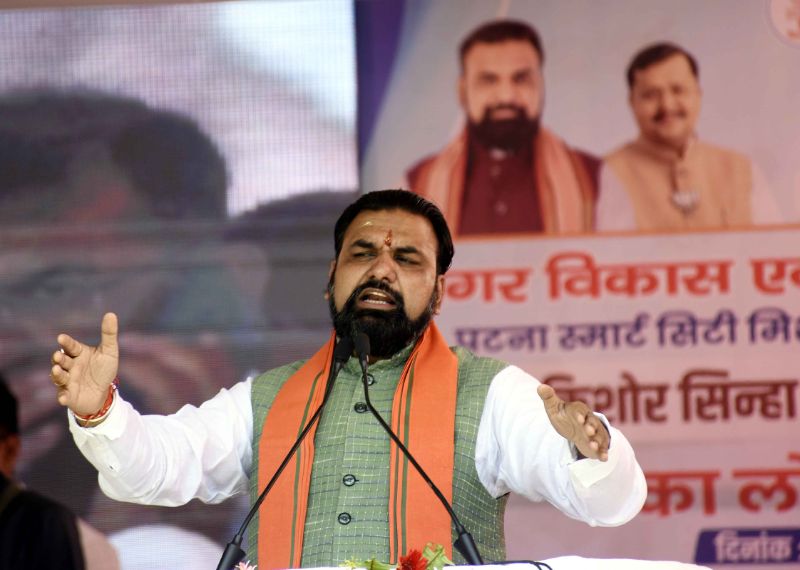 Bihar Chief Minister Samrat Choudhary addressing the inauguration function of Mandiri Drain Road (Naveen Kishore Sinha Path) in Patna on May 11, 2026.