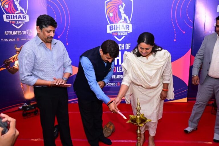 Bihar Sports Minister Shreyashi Singh and MP Manoj Tiwari launched Bihar T10 League in Patna on May 11, 2026.