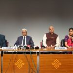 Dr. P. Shyama Raju, Chancellor, and others from REVA University during the announcement of new academic initiatives in AI, Semiconductors, EVs & Aerospace