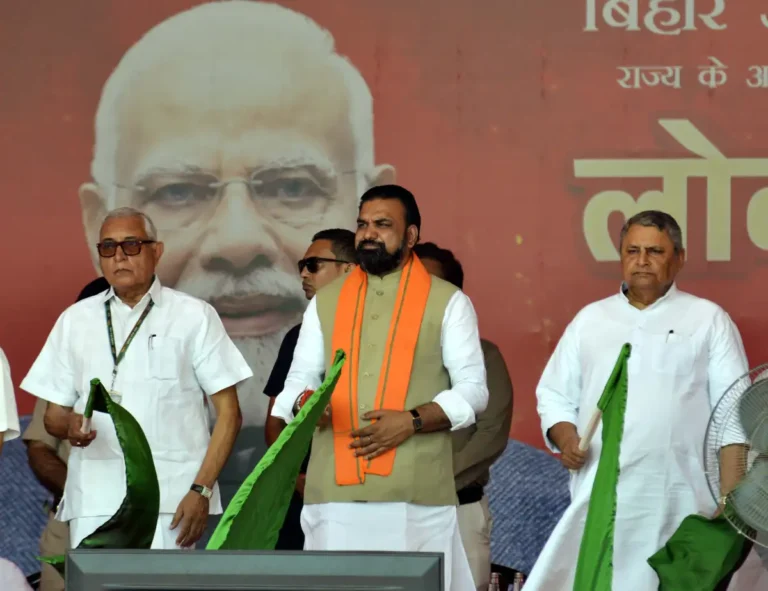 Bihar Chief Minister Samrat Choudhary flagging off 80 fire engines from Patna on May 18, 2026.