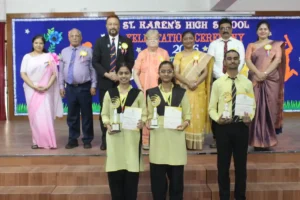 St Karen's High School felicitates CBSE toppers. 
