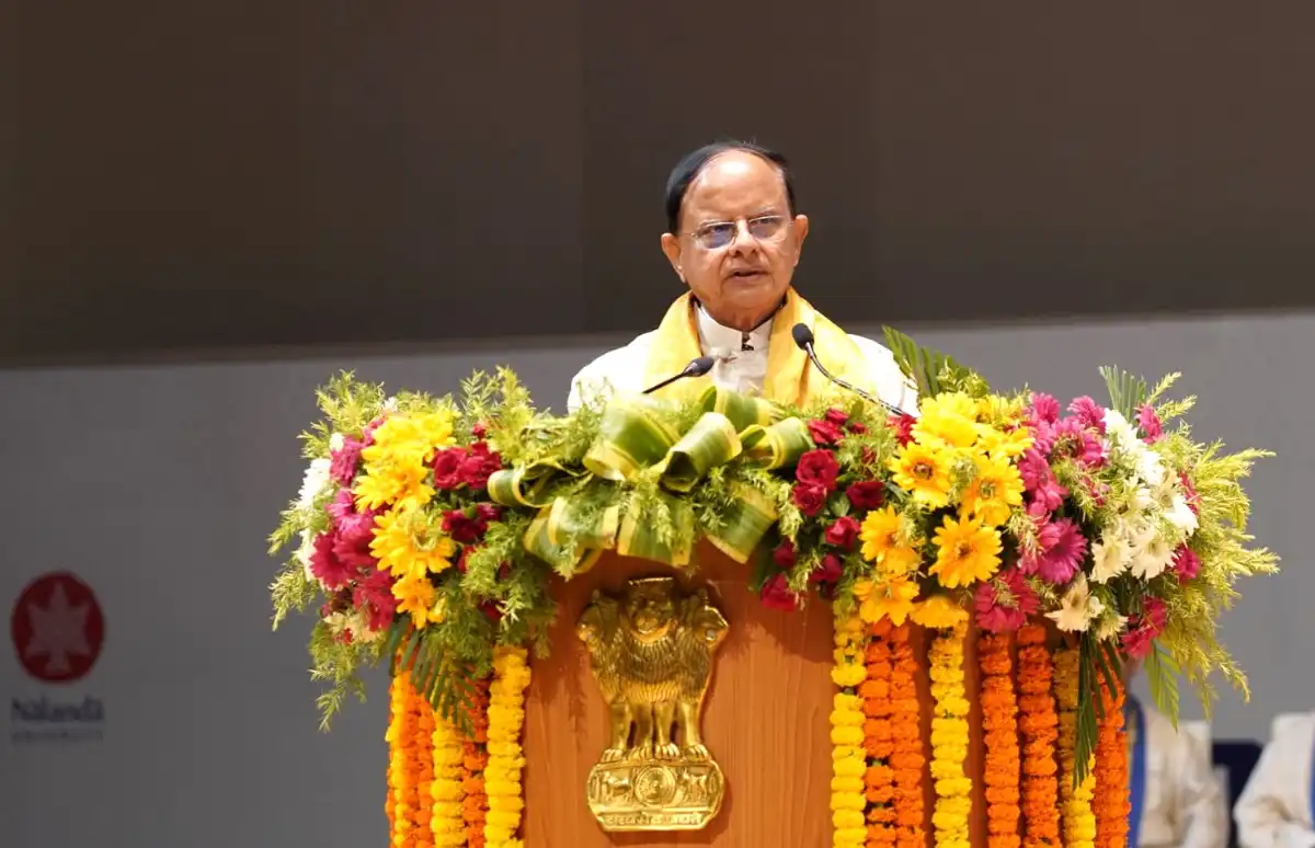 Dr PK Mishra, Principal Secretary to the Prime Minister of India addressing the students at the third convocation of Nalanda University.