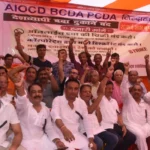 Members of Bihar Chemists and Druggists Association (BCDA) stage protest in Patna.
