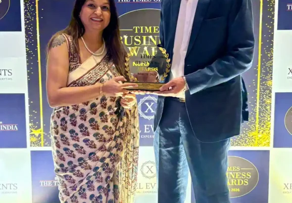 Sapna Bhambani, Senior Vice President of Operations and Country Lead, TaskUs India and Rohit Kapoor, Vice President, Human Resources, TaskUs India at the Times Business Awards 2026