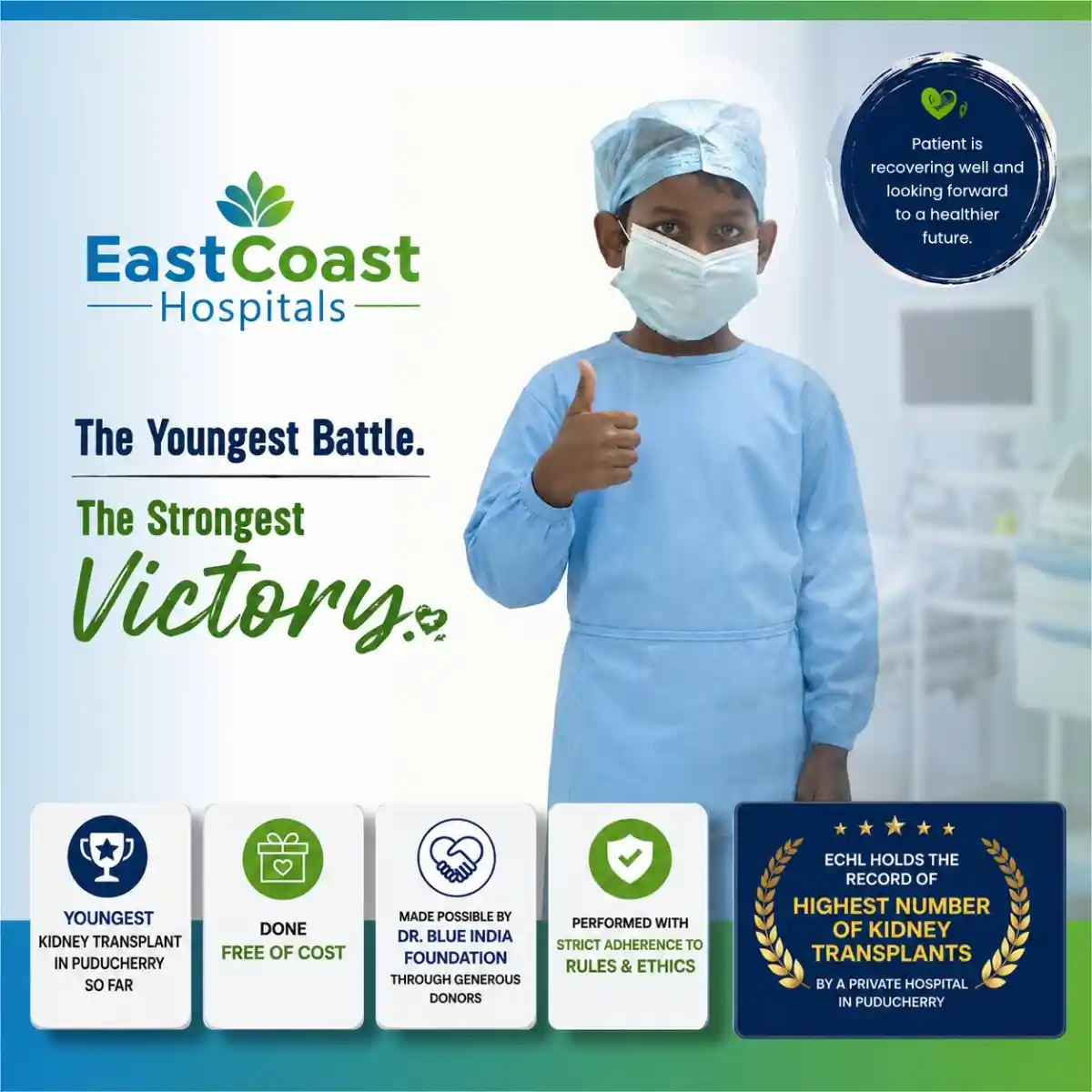 Youngest Free Kidney Transplant recipient in Puducherry