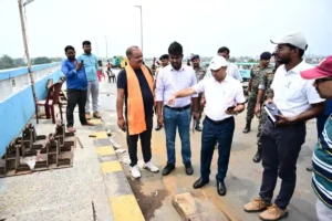 Bhagalpur District Magistrate (DM) Dr Nawal Kishor Choudhary inspected progress of work at Vikramshila Setu on May 29, 2026.