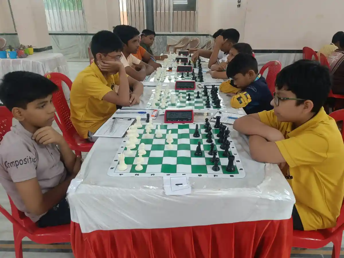 Players concentrating on their next moves in Bihar State Under-13 Chess Championship in Katihar.